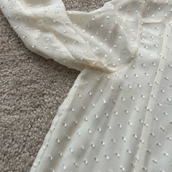 Madewell Etude Long Sleeve Silk Swiss Dot Dress Cream XS - Picture 9 of 9